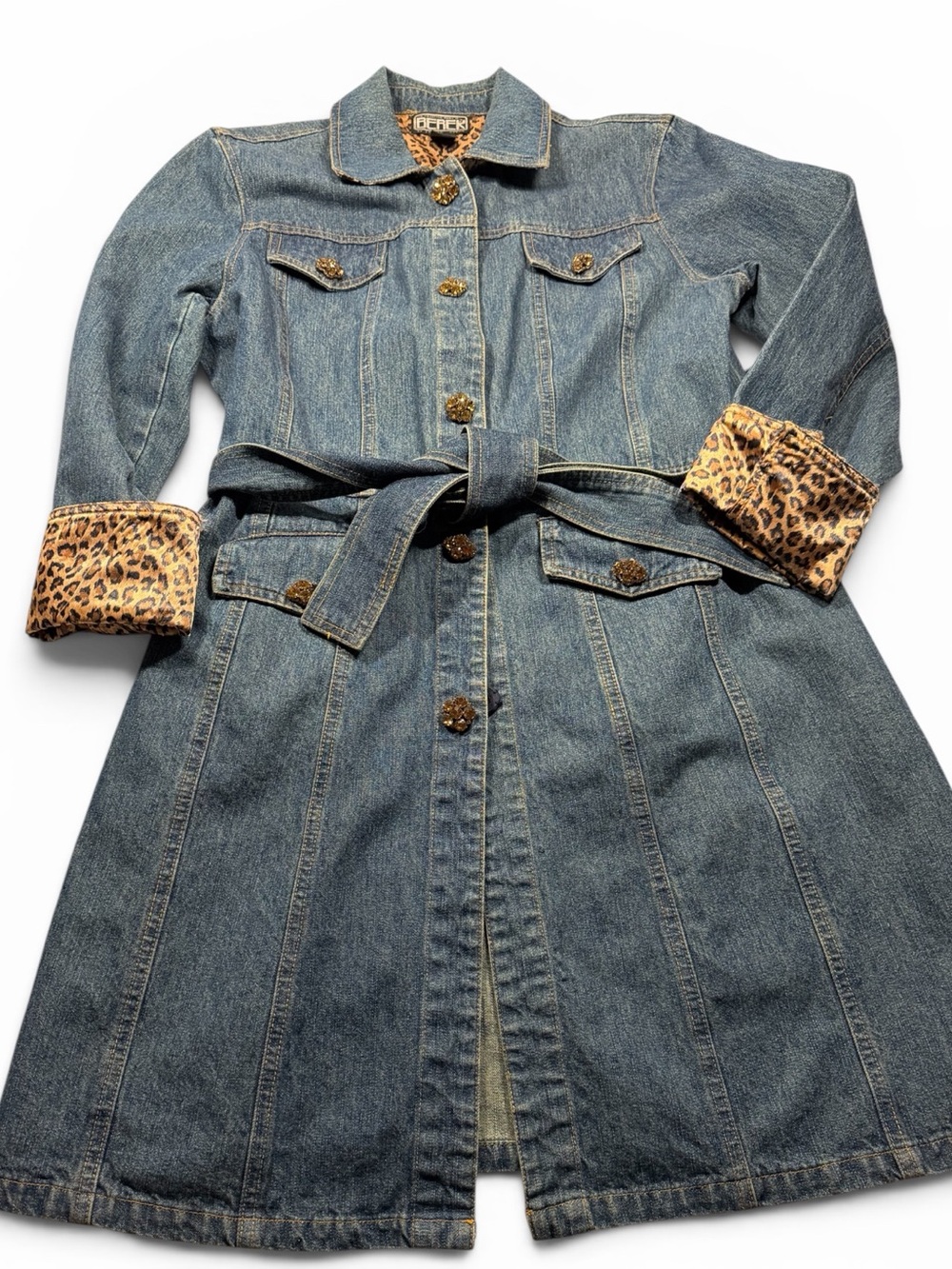 Berek by Takako Sako Woman's Lg Denim Bedazzled Trench with Silk Lining